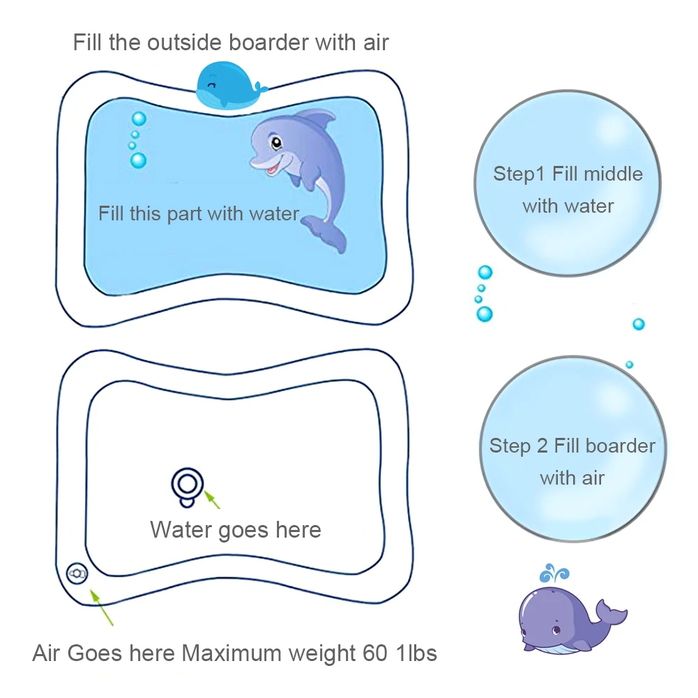 2019 Creative Dual Use Toy Baby Inflatable Patted Pad Baby Water Cushion Prostate Water Cushion Pat toy SGS certification