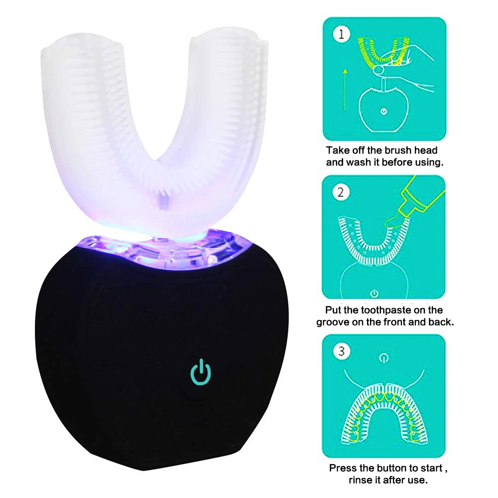U-образная автоматическая электрическая зубная щетка интеллектуальная звуковая электрическая зубная щетка для отбеливания зубов второго поколения щетка для замены головы