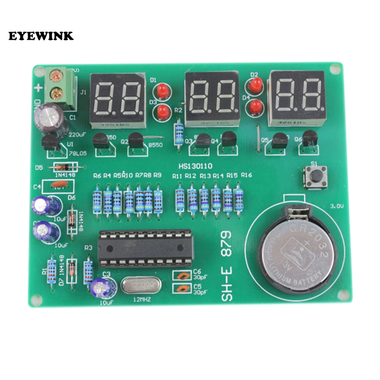 

DIY Kits AT89C2051 Electronic Clock Digital Tube LED Display Suite Electronic Module Parts and Components DC 9V - 12V