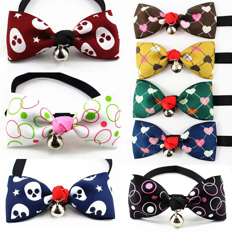 

Hot Sales Pet Supplies Red Blue Colors Cats Dog Tie Wedding Accessories Dogs Bell Bowtie Collar Holiday Decoration Grooming