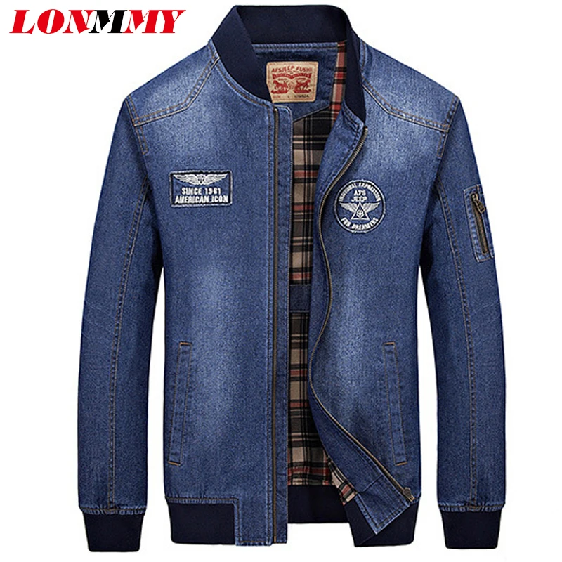 LONMMY M-3XL джинсовая куртка Для мужчин хлопок Военный стиль джинсы куртка, мужское пальто армия бренд-одежда 2019 мужские куртки и пальто