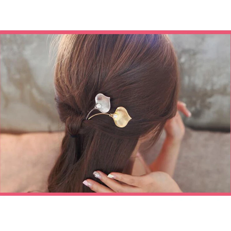 Ruifan Модные металлические заколки для волос в форме каллы заколки жемчужная заколка 3 цвета заколки для волос ювелирные изделия для девочек YHA006