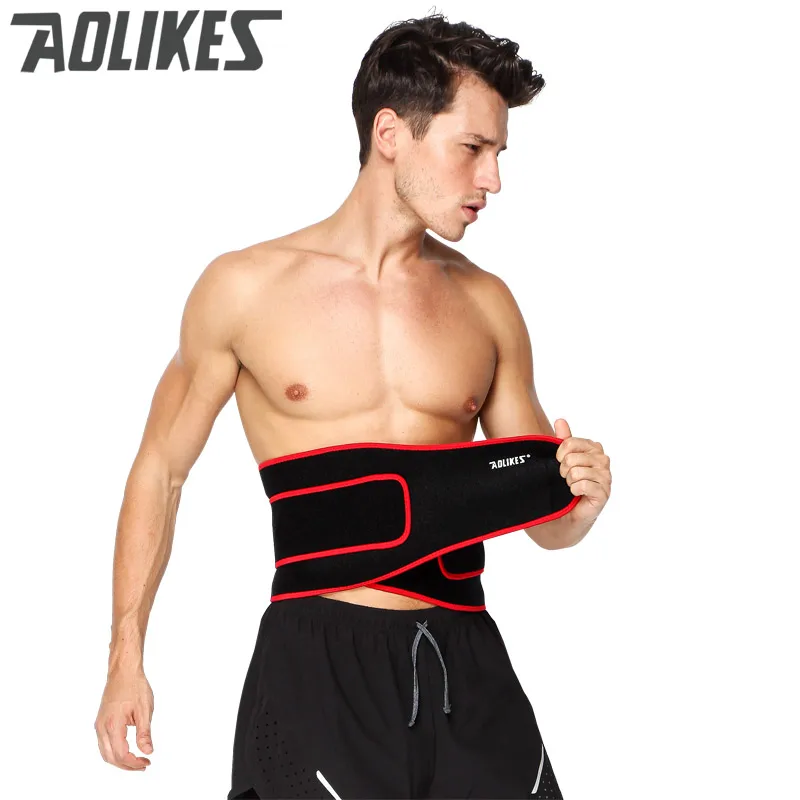 AOLIKES дышащий спортивный, под давлением Поддержка спины талии размера плюс эластичный Фитнес Бодибилдинг брекет Тяжелая атлетика пояс - Цвет: Black Red