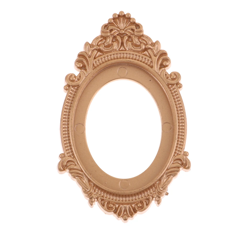 

1/12 Dollhouse Miniature Accessory Bedroom Livingroom Decoration European Style Golden Framed Mirrors