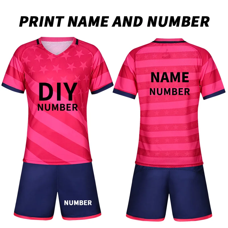 Детская Футбольная Футболка на заказ,, Франция, Camisetas Futbol, Футбольная форма, Джерси, полиэстер, тренировочная спортивная одежда, дышащая - Цвет: Pink DIY