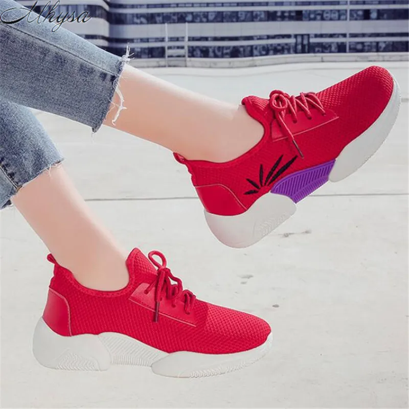 

Mhysa 2019 Femme Air Mesh comfortable Breathable Lace-up Women Sneakers Casual Fashion Spring Women's vulcanized shoes T92