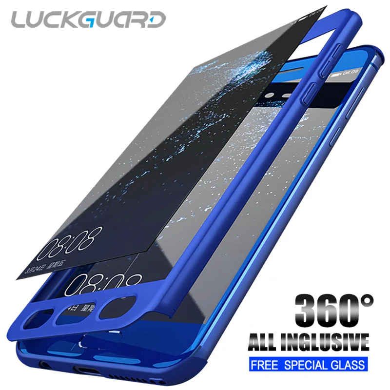 LuckGuard Роскошный Жесткий 360 полный защитный чехол для huawei Honor 8 9 10 Lite V9 V10 mate Pro стекло