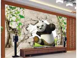 Украшение дома 3D кунг-фу Панда 3d фрески обои для гостиной фото настенные фрески обои