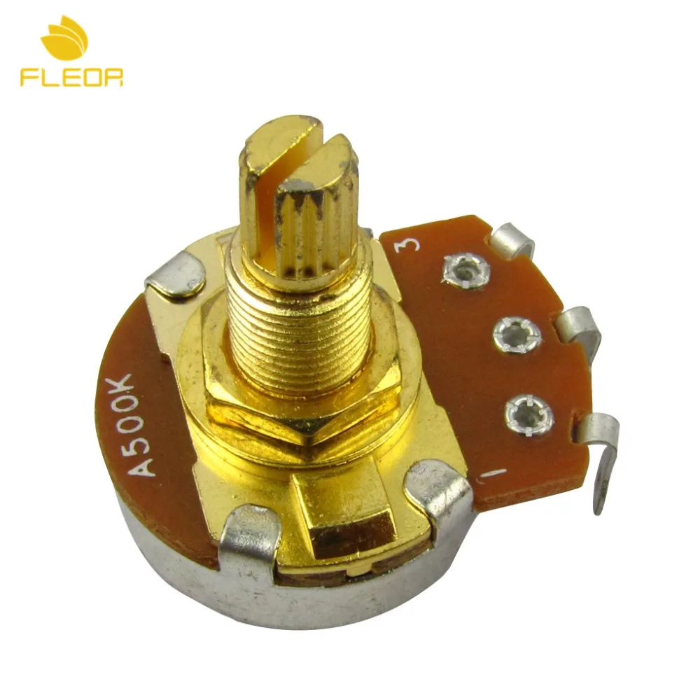 FLEOR 10pcs Golden Big Bass Guitar Pots Potentiometers A500K Full Size