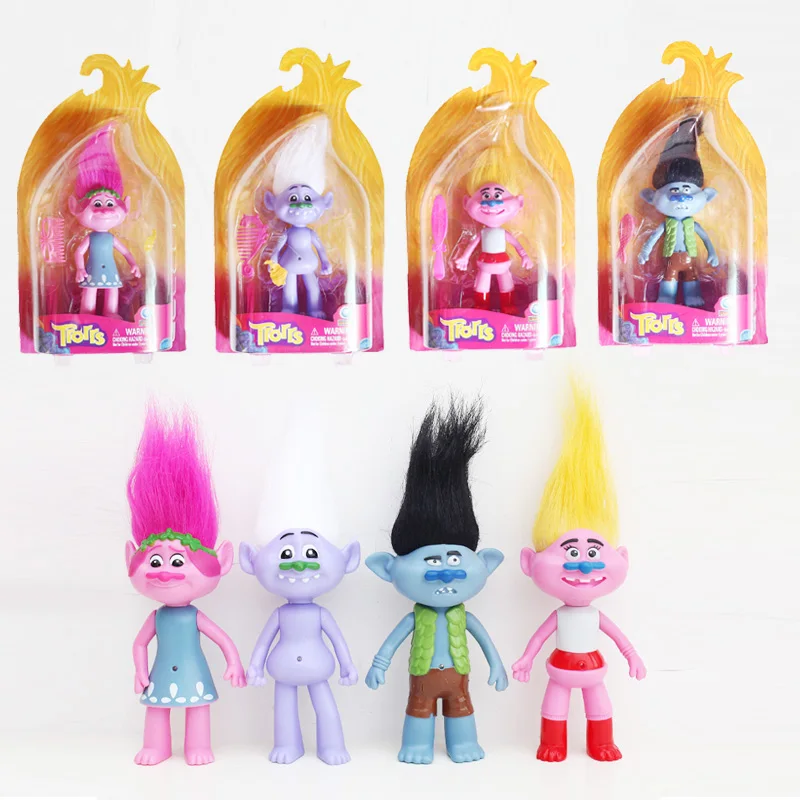 

20CM New Movie Trolls Action Toys with Box Can Light Poppy Branch Critter Skitter PVC Figures Trolls Toys for Children