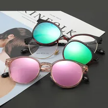 Женские винтажные очки без оправы, круглые очки без рецепта, прозрачные линзы с магнитным зажимом, поляризованные солнцезащитные очки