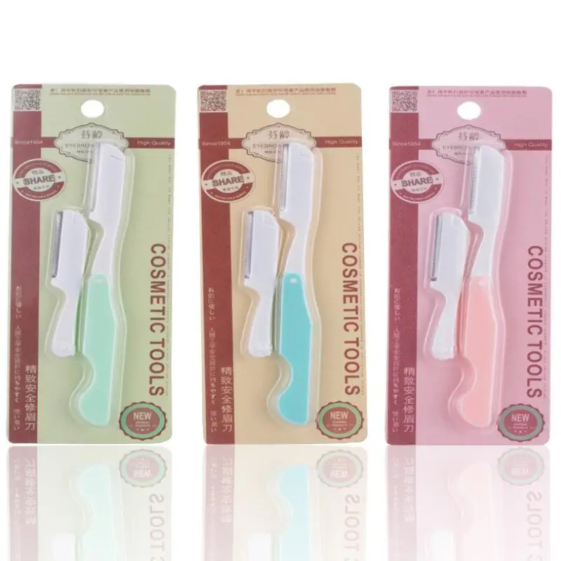 Foldable Portable Eyebrow Trimmer Makeup Safe Sharp Threading Stainless Steel Knife Hair Revomal Scraper Tool