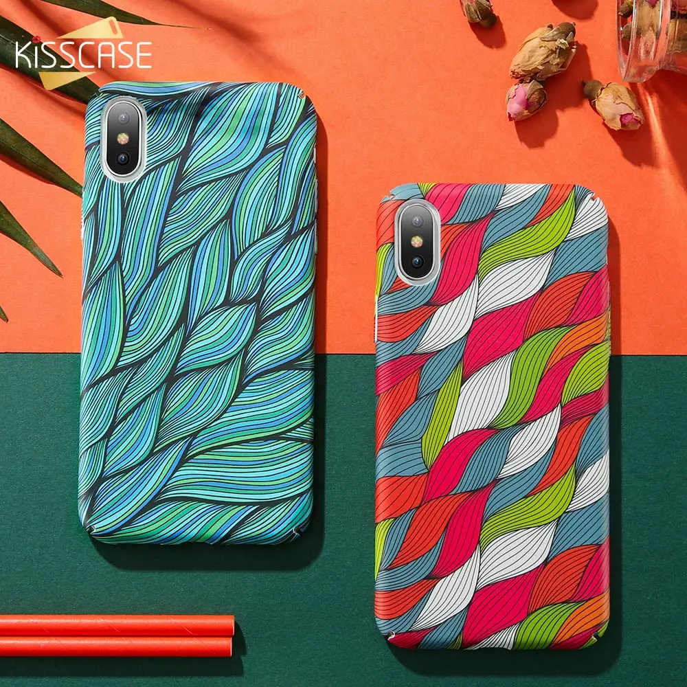 KISSCASE цветной винтажный Плетеный чехол с рисунком для IPhone X XS Max XR 6 7 8 волнистый