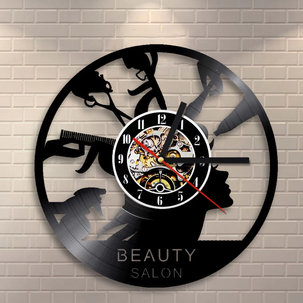 1Piece Beauty Salon Vinyl Record Wall Clock Creative Timepiece Modern