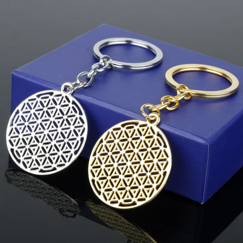 MQCHUN Supernatural Flower of Life Pendant Keyring Geometry Mandala Myth Love Knot Keychain Egyptian Simple Key Chain -50