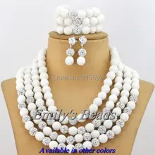 4 слоя в нигерийском стиле Африканский Свадебный коралловые Бусины комплект ювелирных изделий белые свадебные Цепочки и ожерелья/браслет/Серьги полный комплект cj137