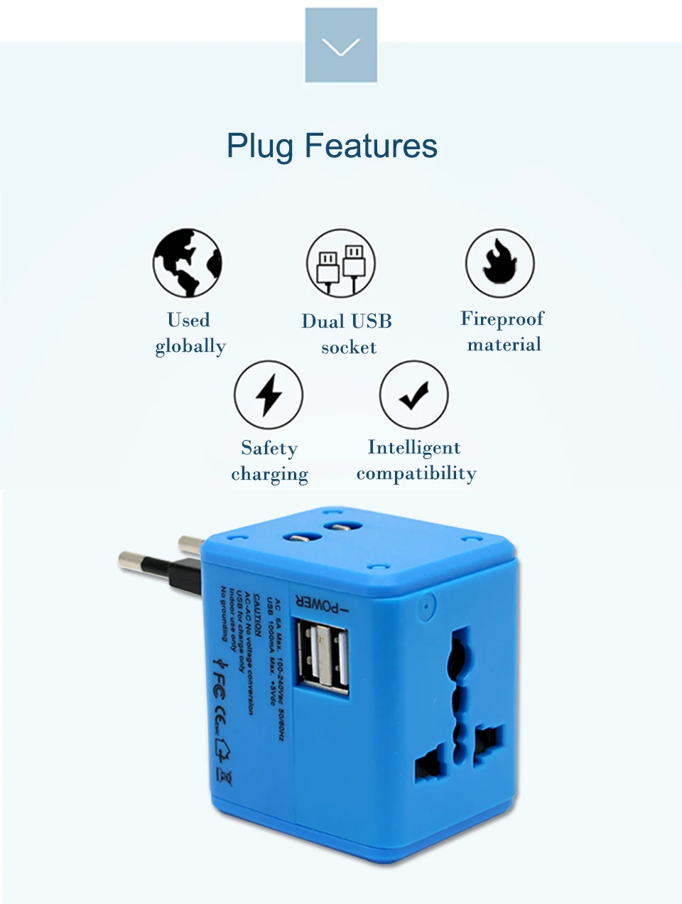 New Electric Plug Adaptor Universal UK US AU EU AC Power Socket Plug Travel Charger Adapter Converter Dual USB Fast Charging (5)