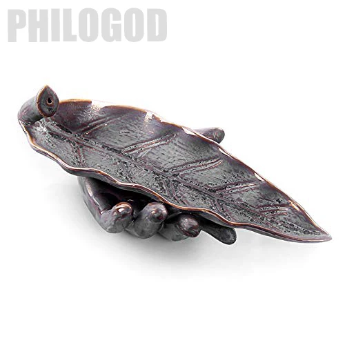 

PHILOGOD Vintage Incense Holder Bergamot Leaf Ash Collector Incense Stick Rack