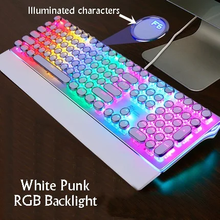 Royal Kludge RK S108 эргономичная USB Проводная Механическая игровая клавиатура, монохромная/RGB подсветка черный, синий, коричневый, красная ось - Цвет: Розовый