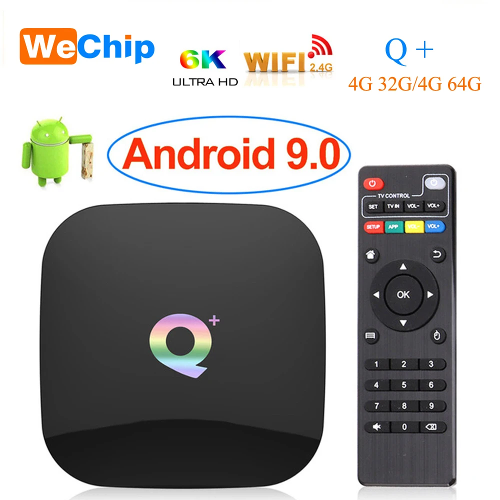 Android 9,0 tv Box Q plus 4 Гб 64 Гб Allwinner H6 4 ГБ 32 ГБ 1080P H.265 6K HD медиаплеер 2,4G Wifi беспроводной Q+ телеприставка PK TX6