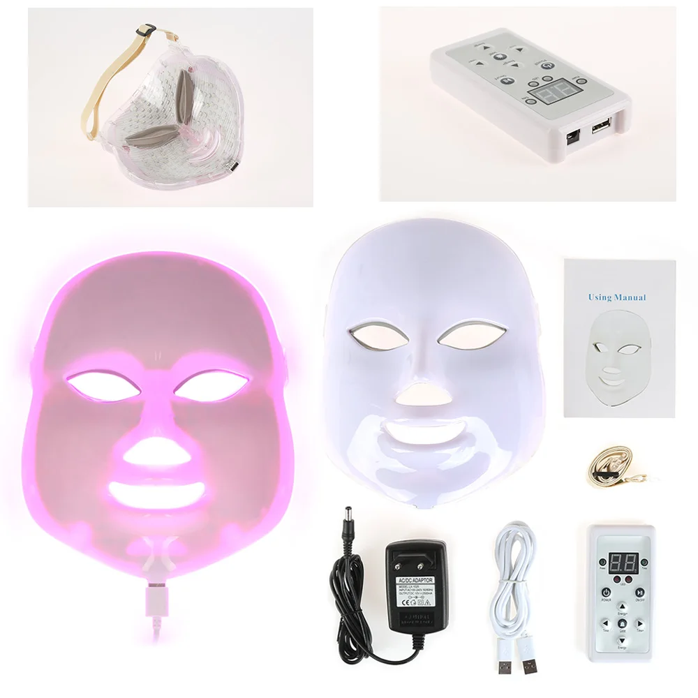 Elecool 7/3 цвета СВЕТОДИОДНЫЙ led фотон для лица маска удаление морщин, акне омоложение кожи массаж антивозрастная терапия оборудование