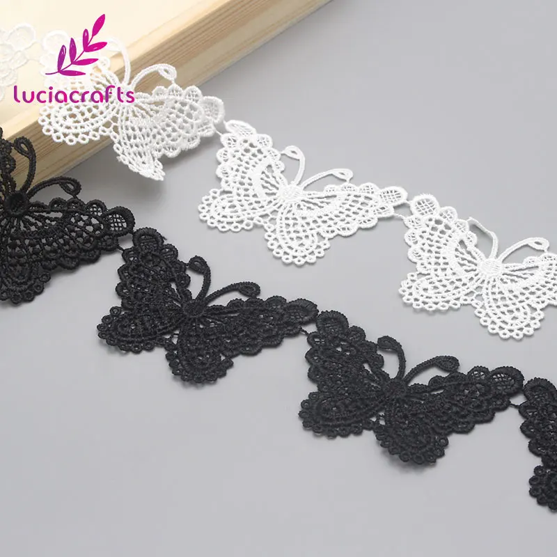 Lucia crafts 1yard/lot 3D Butterfly   Embroidery Lace Trim Ribbon DIY  Sewing Accessories N0510