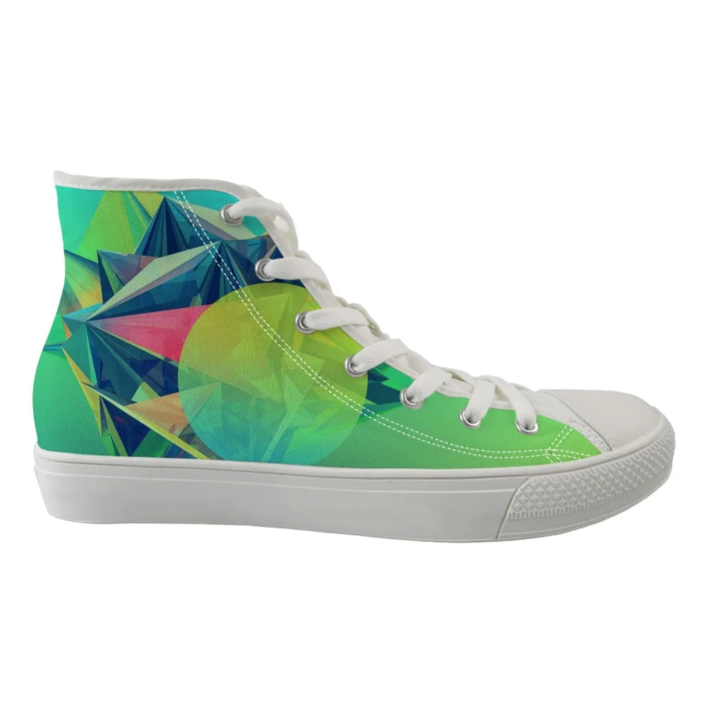 

ELVISWORDS Geometry White Sole Rubber Vulcanized Shoes Math Pattern High Top Comfortable Casual Cool Trainer for Men Boys