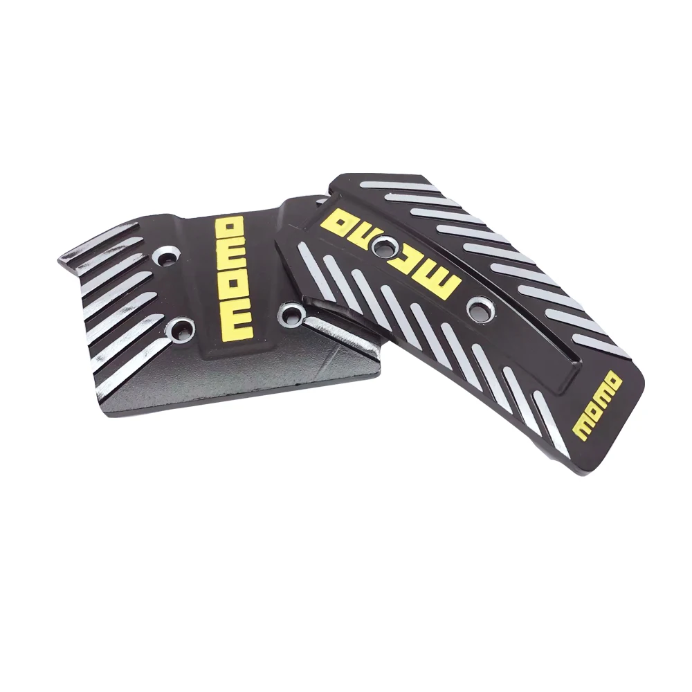 2 PCS 1 Set MOMO Style Aluminium Brake Pedal Foot Pedal Non Slip Black Silver Sport