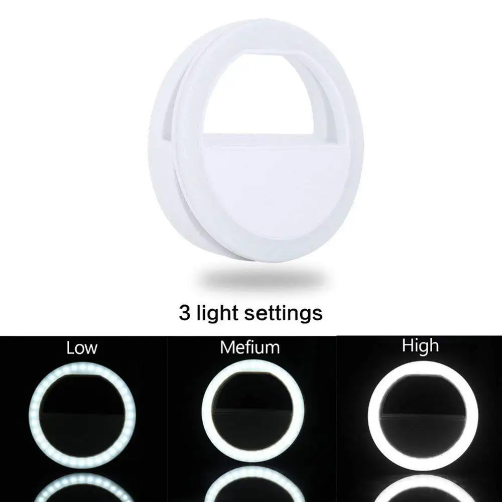 Kogngu Usb Charging Selfie Ring Led Light Lamp Mobile Phone Lens LED Selfie Lamp Ring Flash for Iphone for Samsung Xiaomi