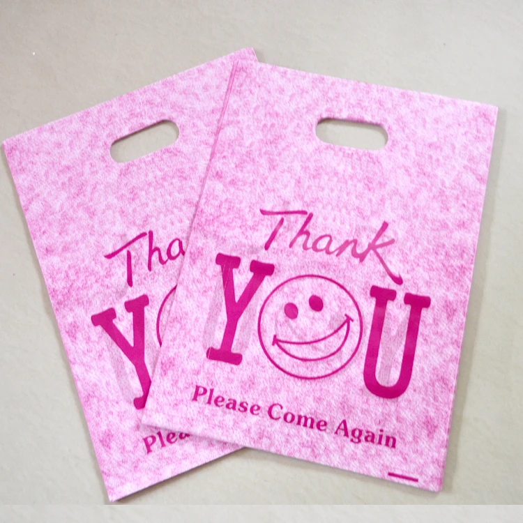 Wholesale 100pcs 25x35cm Plastic Shopping Bags With Handle Hot Pink