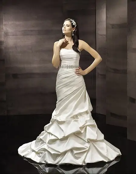Rich Duchess Satin Asymmetrically Pleated Flattering Mermaid