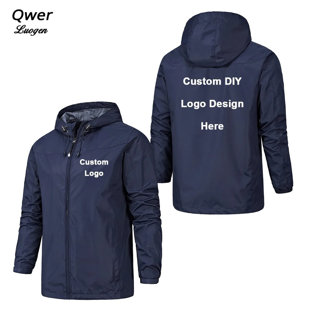 

Spring Autumn Custom Logo Design Men Jacket DIY Printing Zipper Coat Sweater Windproof Waterproof Jacket Unisex Outdoor Jackets