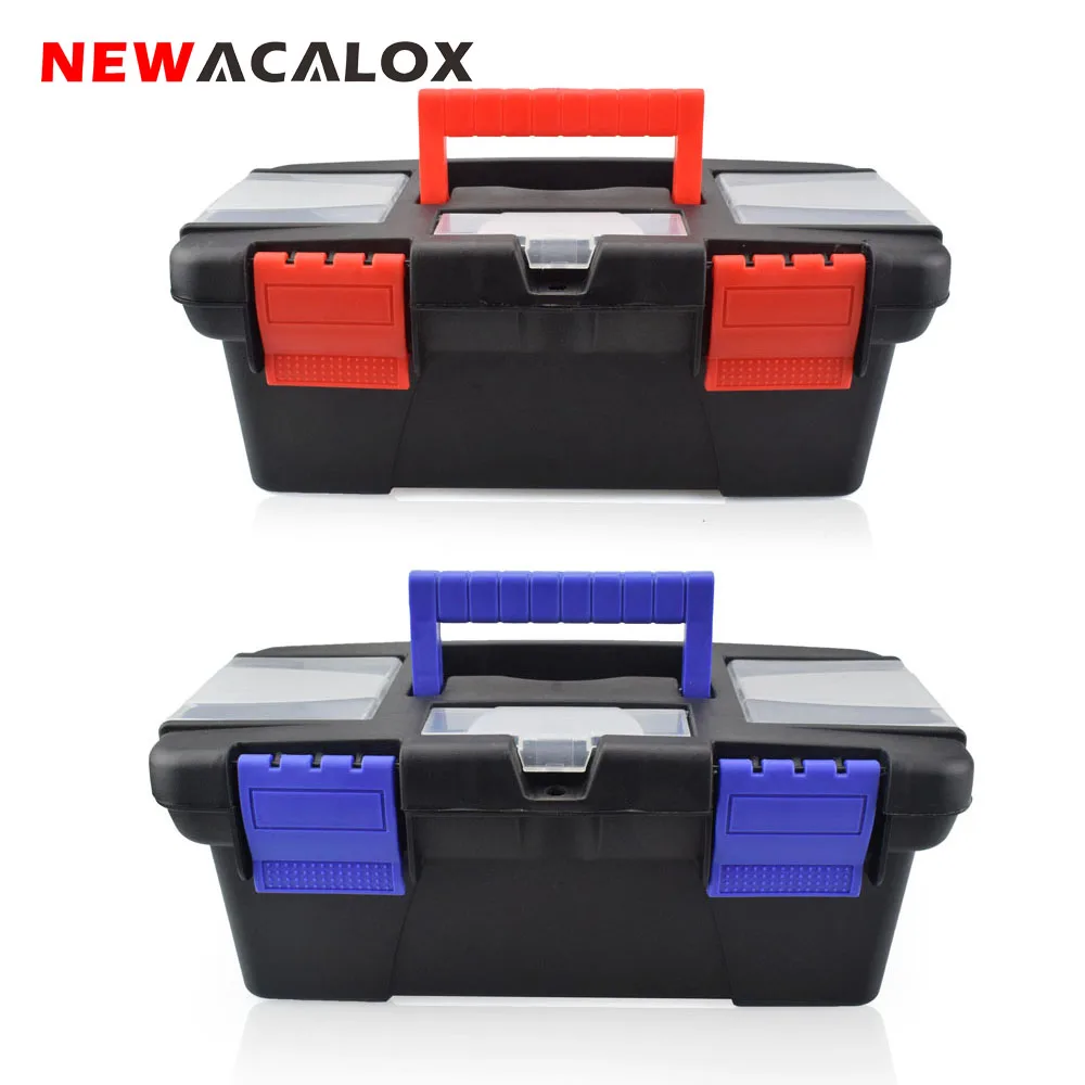 NEWACALOX caja de con compartimiento para organizador de almacenamiento, herramienta de Hardware, accesorios de soldador, caja de herramientas, 10"|Cajas de herramientas| - AliExpress