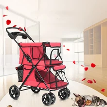 10% Легкая Складная двухслойная коляска для животных четырехколесная большая космическая дышащая тележка для собаки кошки 20 подшипников 4 цвета