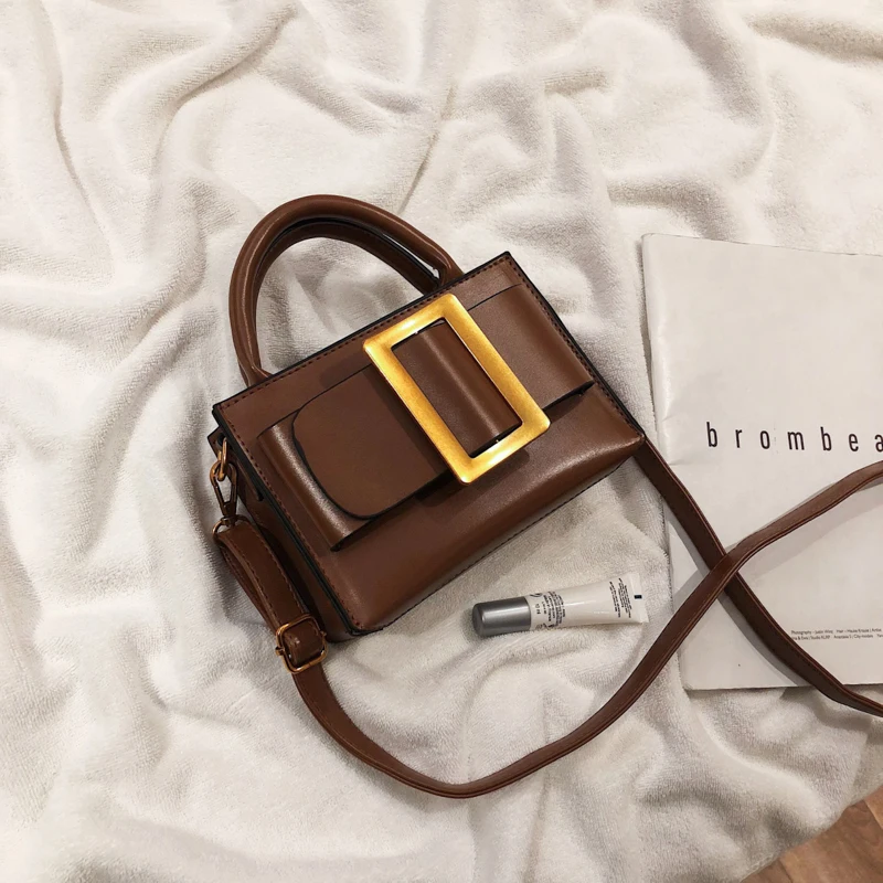 

Sequined Small Crossbody Bags with Belt Buckle Decoration Vintage Leather Handbags and Purses Female Shoulder Messenger Hand Bag