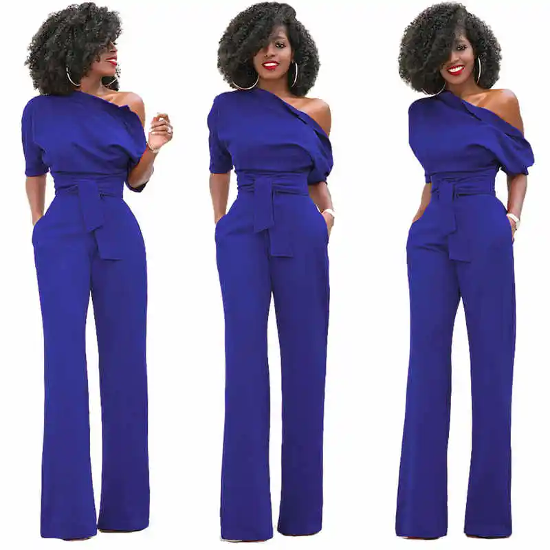 TEXIWAS nowy moda Off Shoulder eleganckie kombinezony kobiety Plus rozmiar 2XL pajacyki Multicolor kombinezony z krótkim rękawem kobiet kombinezony -