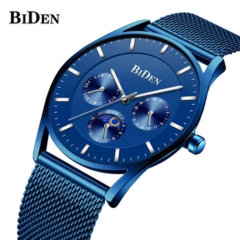 

Mesh Band Luxury Blue Quartz Men Watch Steel Day Date Fashion Casual Male Wrist Watches Waterproof Sport Clock Relogio Masculino