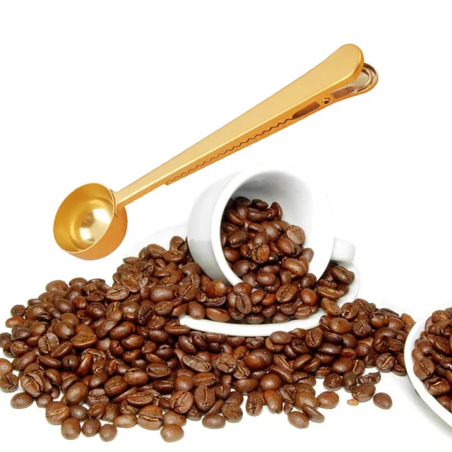 Cheap Behogar 2Pcs Mini Luxurious Stainless Steel Coffee Measuring Scoops Tea Milk Sugar Ice Cream Dessert Dig Spoon w/ Sealing Clip