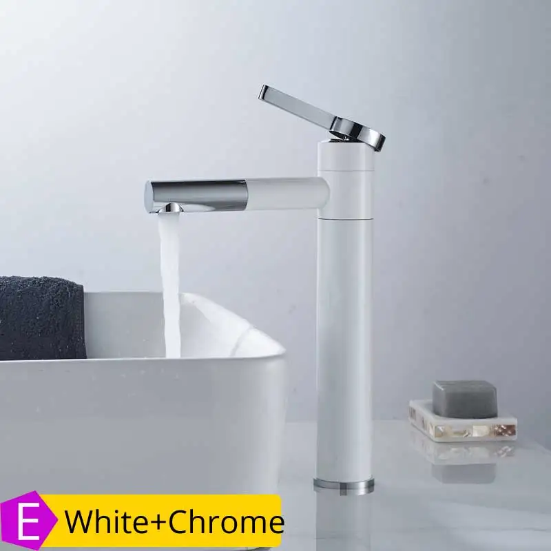 High White Painting Basin Taps Bathrooms Crane Torneira with Aerator 360 Free Rotation Single Lever Hot Cold Water Tap - Цвет: White Chrome