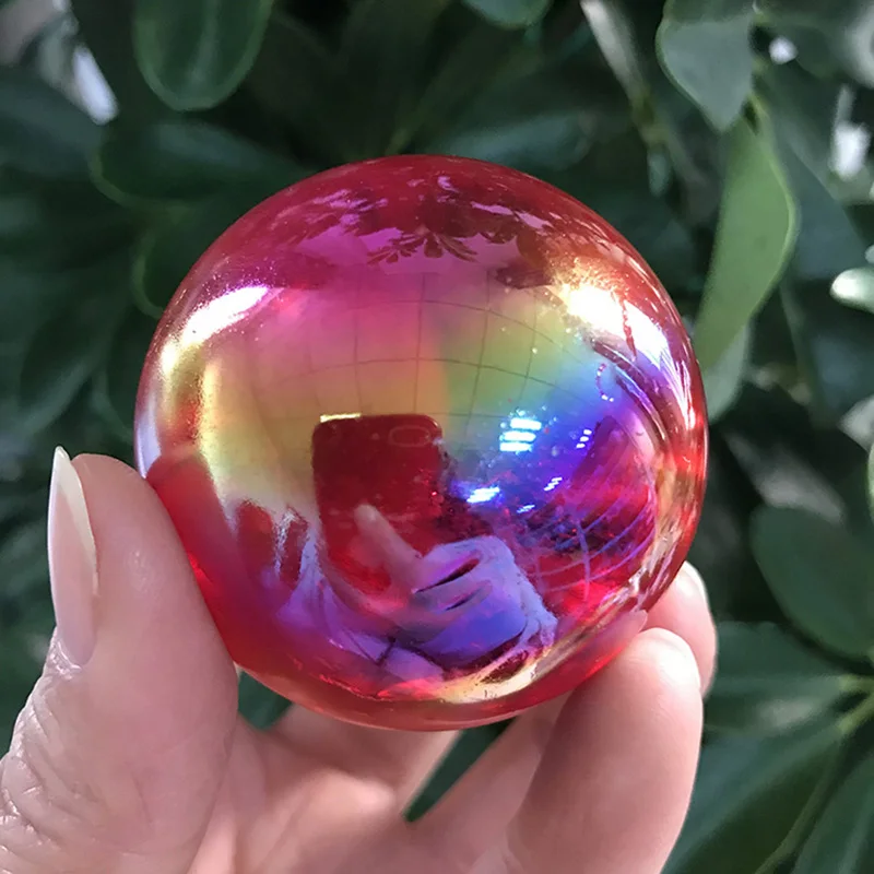 

Angel Aura Natural Clear Quartz Crystal Ball Healing Sphere Red Rainbow For Feng Shui Healing Gift Home Decoration SQ