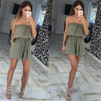 

2018 Summer Women Jumpsuits Leisure Sexy Strapless Chest Wrapped Piece Shorts Fashion Rompers Women Jumpsuit Solid Playsuits