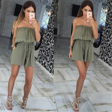 2018 Summer women Jumpsuits leisure sexy strapless chest wrapped piece shorts Fashion rompers Women jumpsuit Solid