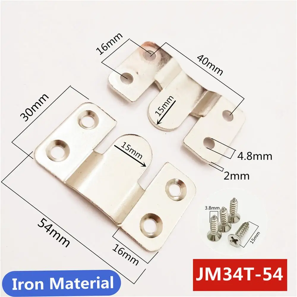 2 шт нержавеющая сталь/железная мебель Соединительная деталь подвесная Пряжка железная кровать подвесной крючок Пряжка зеркальная рама вставка фитинги - Цвет: Iron 54mm With screw