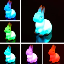 Animal Cartoon Decorative Lamp Rabbit LED Night Light Color Changing Adorable for Children Baby Kids Gift Home Party