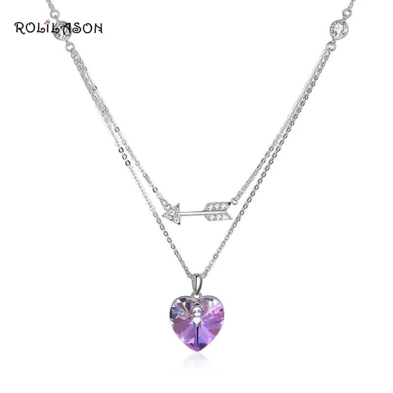 

Simple and generous 925 sterling silver pink zircon necklace pendant party gift SP75