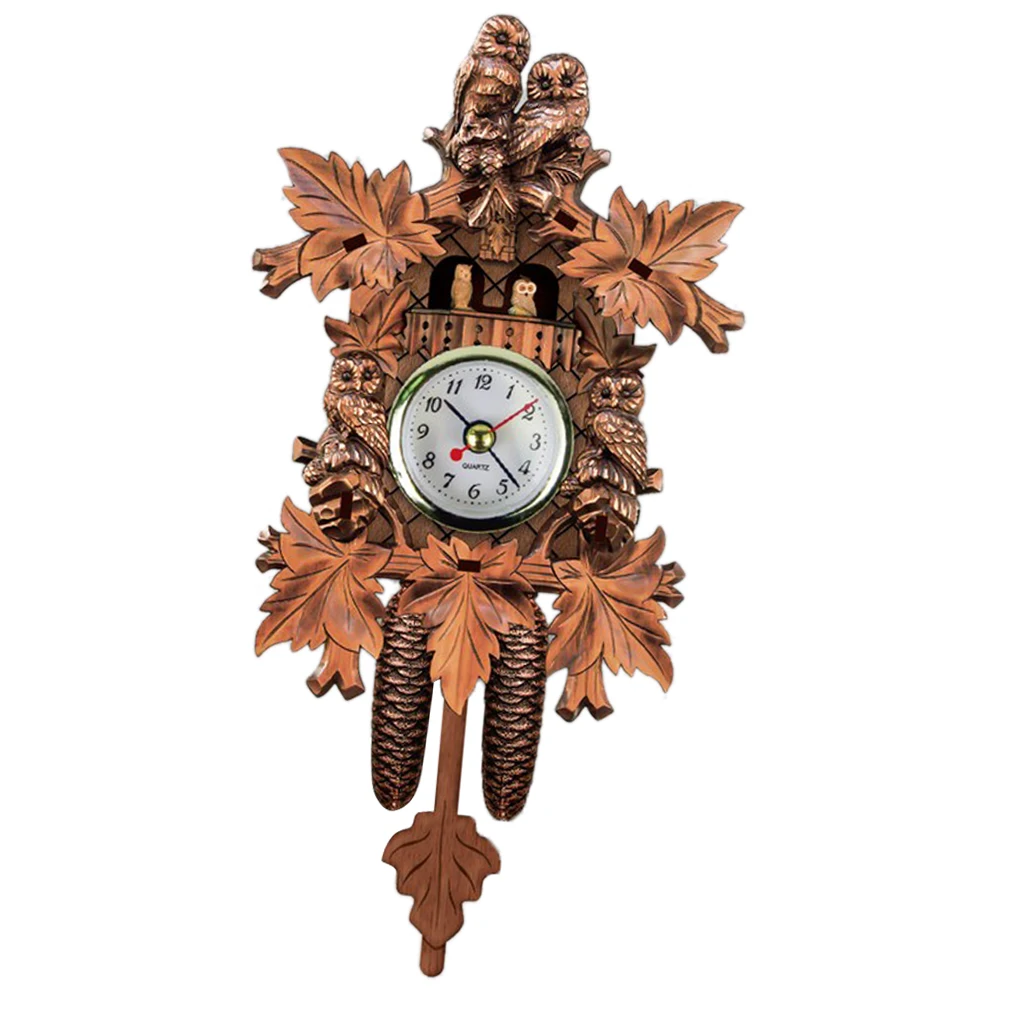 Antique Cuckoo Wall Clock Vintage Wooden Clock Home Decor Excellent Gift Pendulum Clock Craft Art Clock For New House