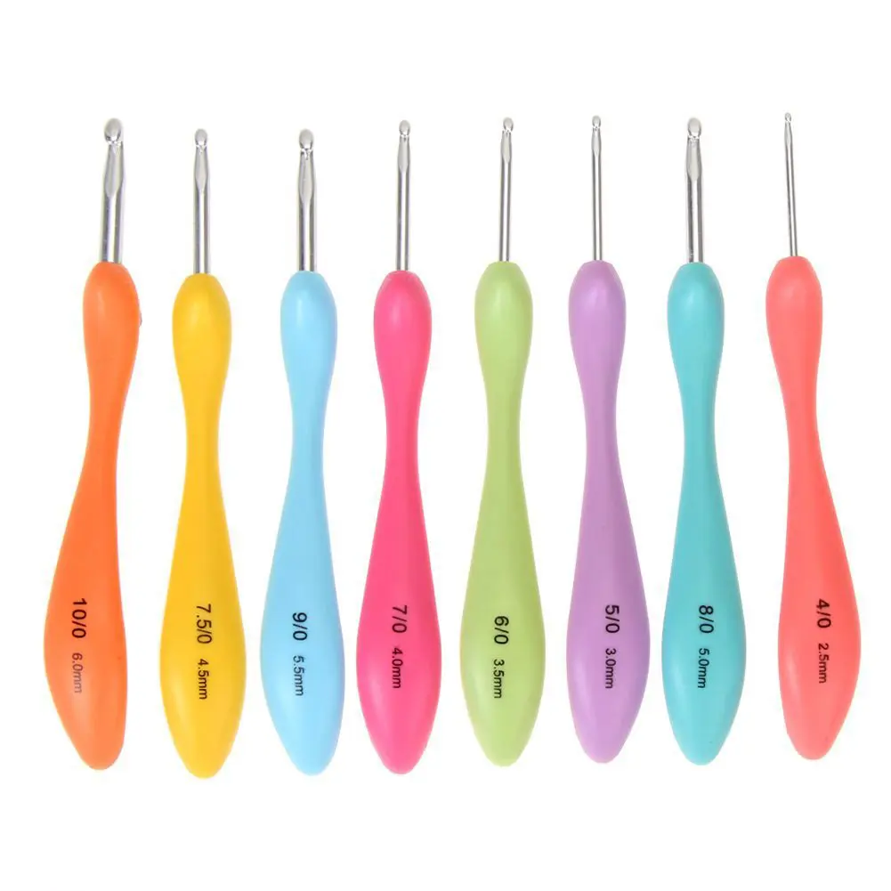 

8 Pcs/Set Crochet Hooks Knitting Needles Ergonomic Crochet Hook Sets Weave Yarn DIY Handmade Tools Kit FP8