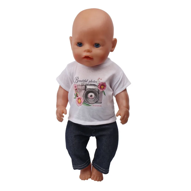 5 принтов белой и футболки подходит для кукол 43 сантиметра Annabell лучший подарок на