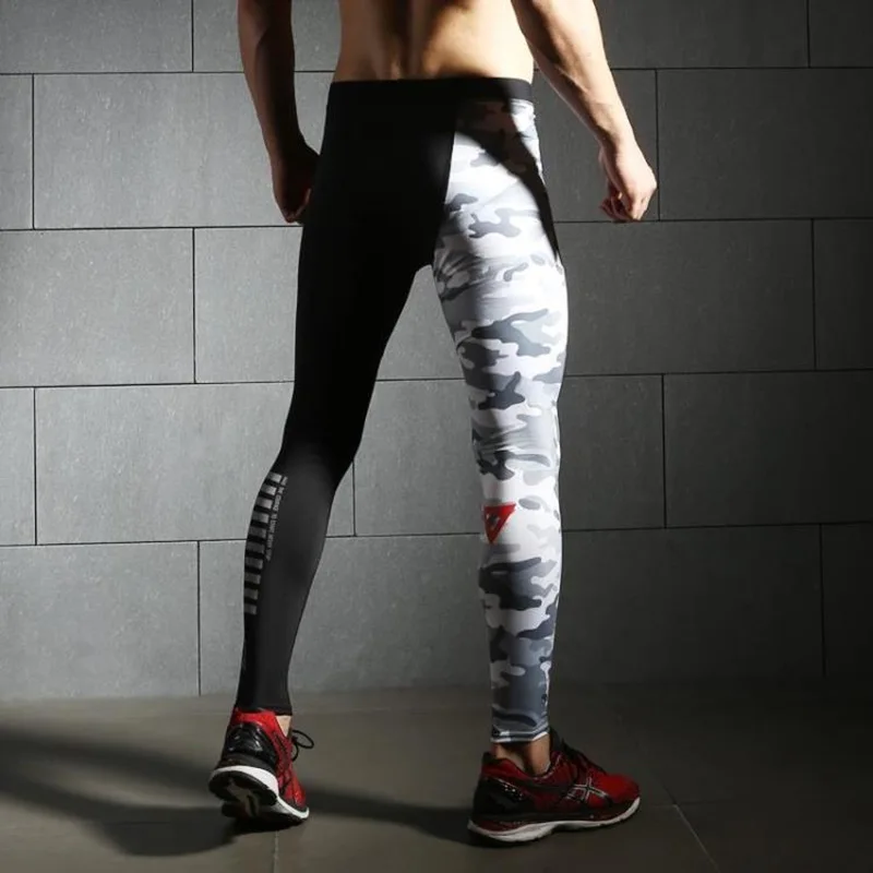 

3 Meters Reflective Mens Camouflage Patchwork Leggings Gyms Fitness Bodybuilding Tight Pants Male Jogging Workout Clothing