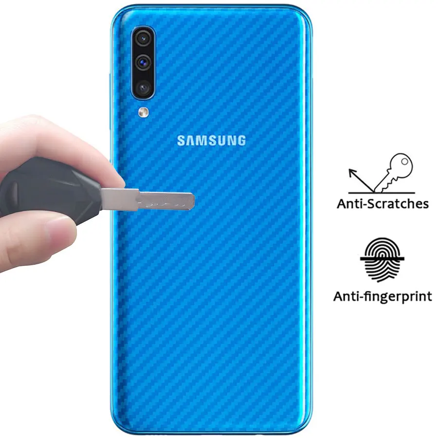 Чехол-накладка из фильма для samsung Galaxy A50 A60 A70 A10 A20 A30 A40 M10 M20 M30 A7 A9 углеродного волокна задняя наклейка с защитой экрана